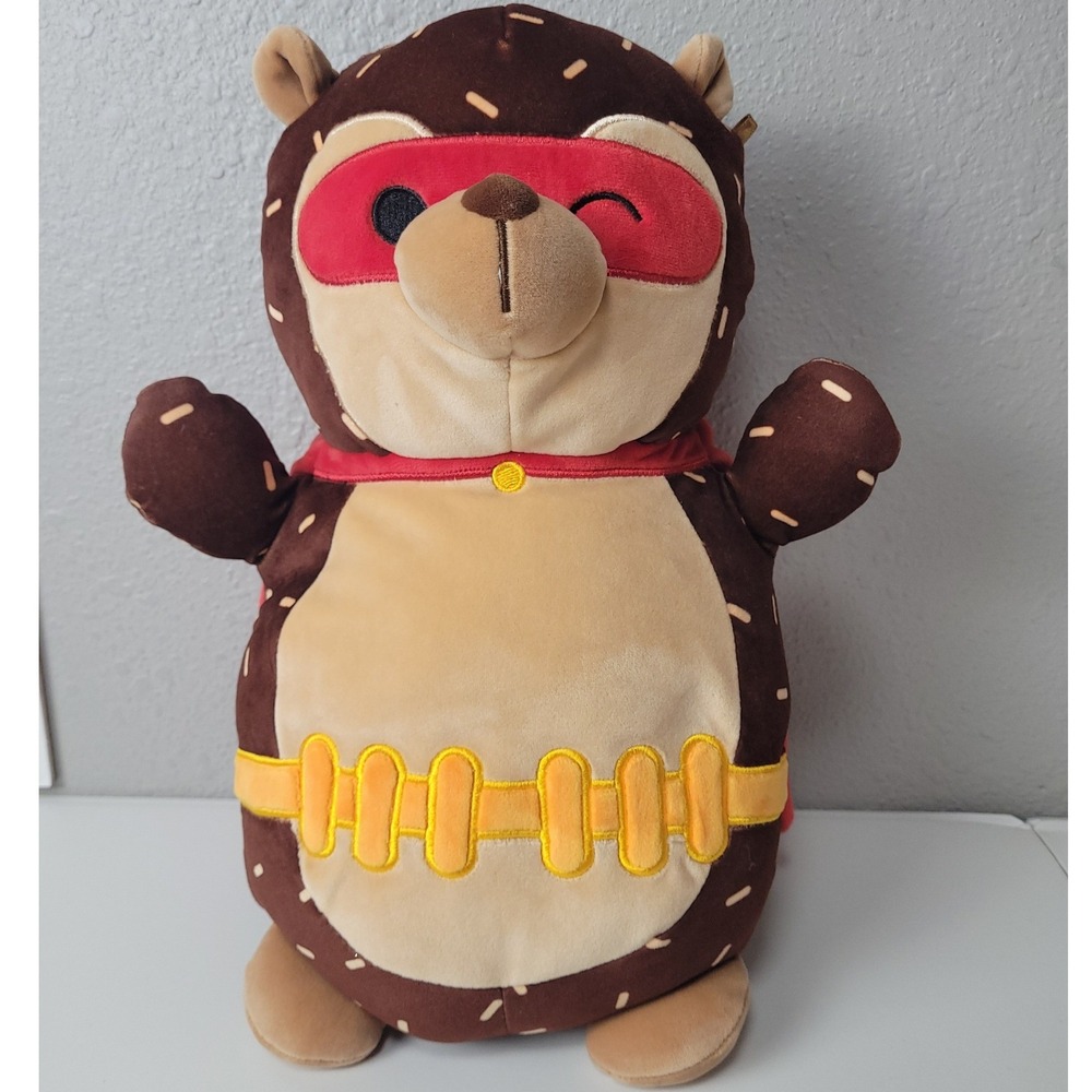 Squishmallows Hila the Hedgehog Superhero 15 Inch Brown Plush Red Cape Mask